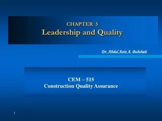 CHAPTER 5 Leadership and Quality