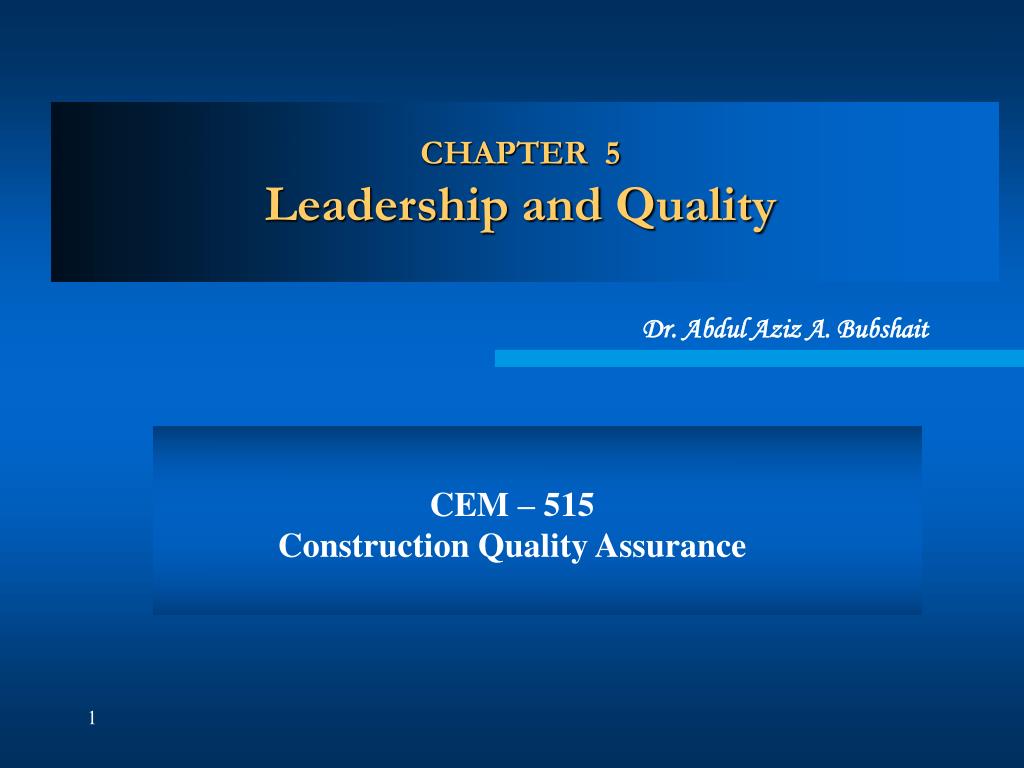 PPT - CHAPTER 5 Leadership and Quality PowerPoint Presentation, free ...