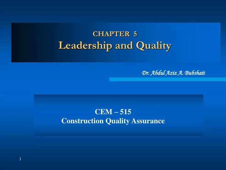 chapter 5 leadership and quality