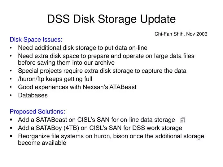 dss disk storage update