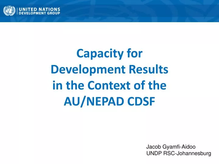 capacity for development results in the context of the au nepad cdsf