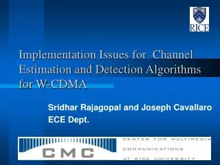 Implementation Issues for Channel Estimation and Detection Algorithms for W-CDMA
