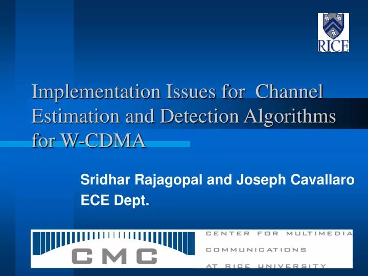 implementation issues for channel estimation and detection algorithms for w cdma