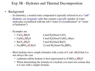 Exp 3B - Hydrates and Thermal Decomposition