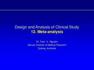 Design and Analysis of Clinical Study 12. Meta-analysis
