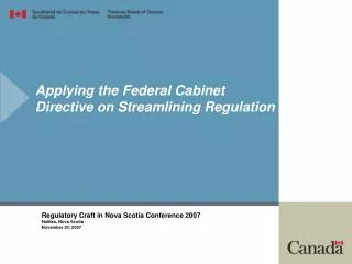 Applying the Federal Cabinet Directive on Streamlining Regulation