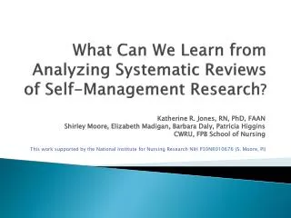 What Can We Learn from Analyzing Systematic Reviews of Self-Management Research ?