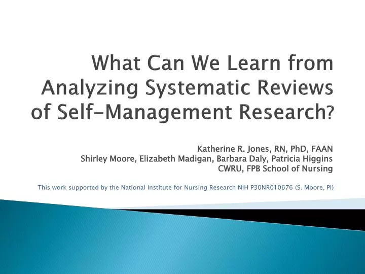 what can we learn from analyzing systematic reviews of self management research