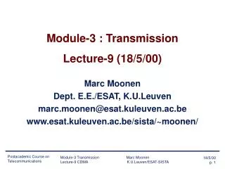 Module-3 : Transmission Lecture-9 (18/5/00)