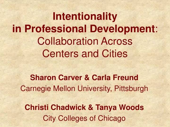 intentionality in professional development collaboration across centers and cities
