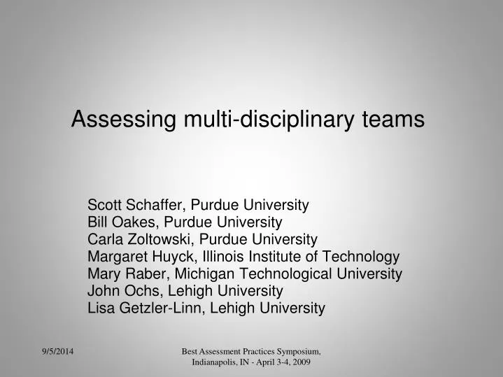 assessing multi disciplinary teams
