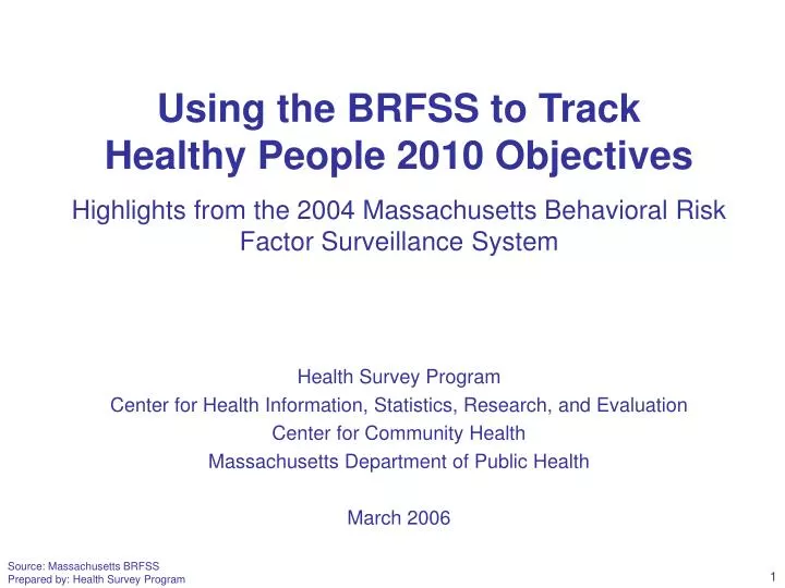 using the brfss to track healthy people 2010 objectives