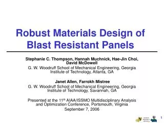 Robust Materials Design of Blast Resistant Panels
