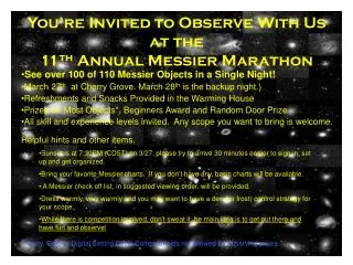 You’re Invited to Observe With Us at the 11 th Annual Messier Marathon