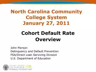 North Carolina Community College System January 27, 2011