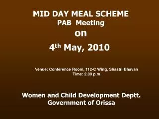 Women and Child Development Deptt. Government of Orissa