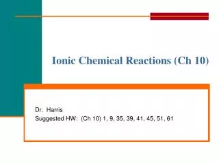 ionic chemical reactions ch 10