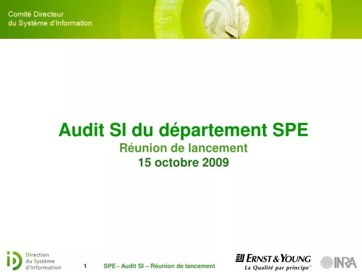 audit si du d partement spe r union de lancement 15 octobre 2009