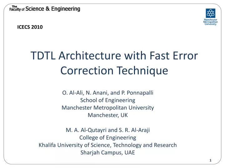 tdtl architecture with fast error correction technique