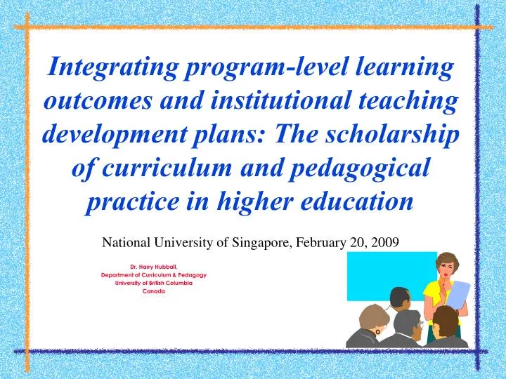 dr harry hubball department of curriculum pedagogy university of british columbia canada