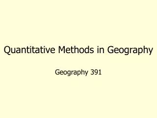 Quantitative Methods in Geography