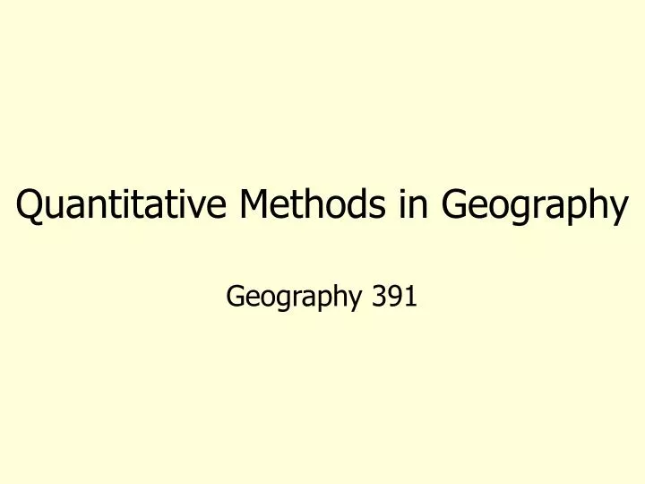 quantitative methods in geography
