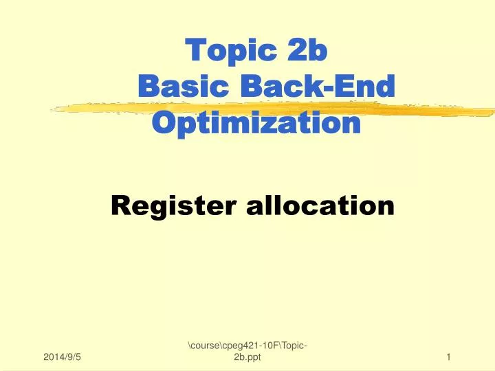 topic 2b basic back end optimization