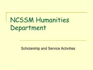 NCSSM Humanities Department