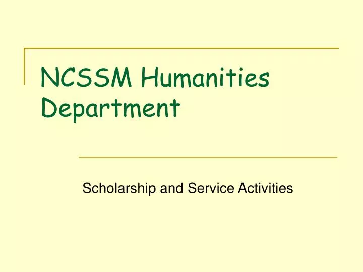 ncssm humanities department