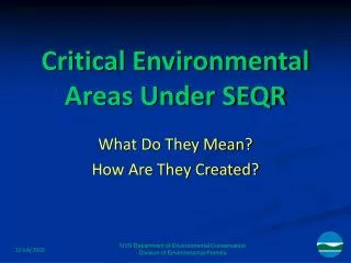 Critical Environmental Areas Under SEQR