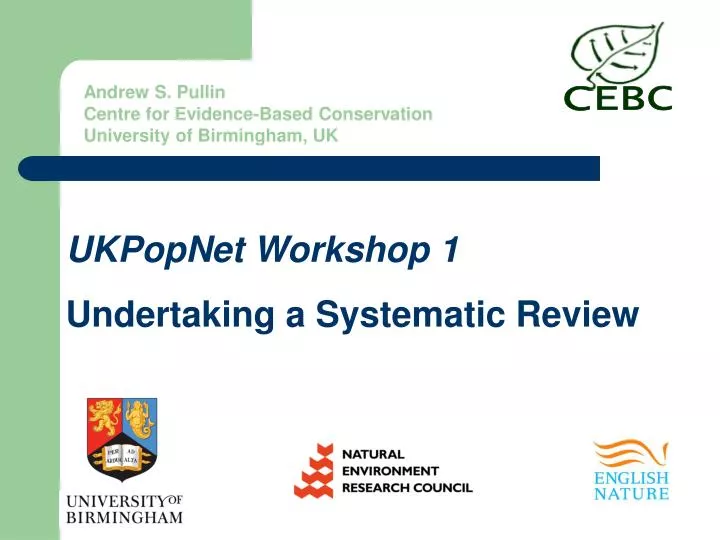ukpopnet workshop 1 undertaking a systematic review
