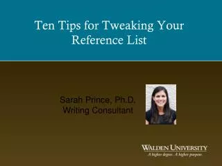 Ten Tips for Tweaking Your Reference List