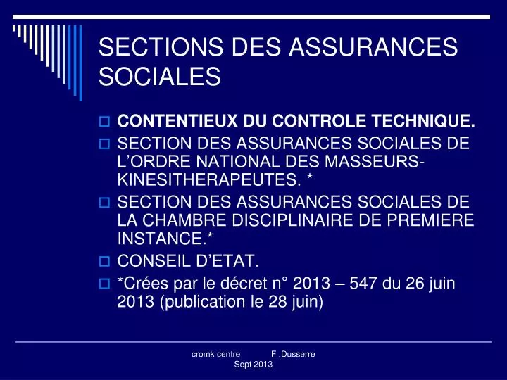 sections des assurances sociales