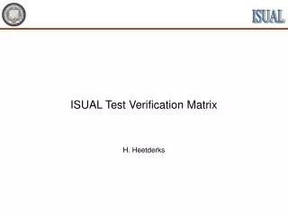 ISUAL Test Verification Matrix