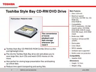Toshiba Style Bay CD-RW/DVD Drive
