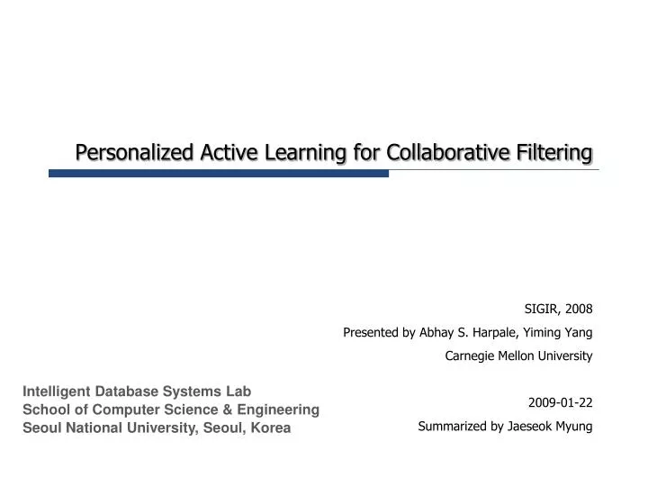 personalized active learning for collaborative filtering