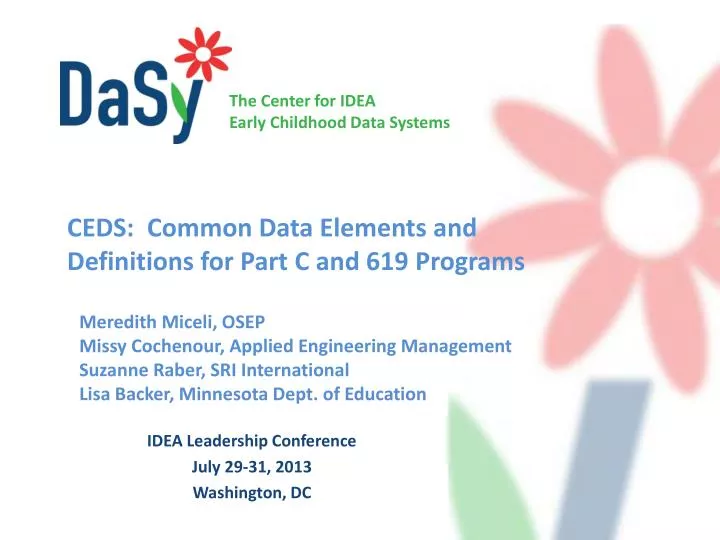 ceds common data elements and definitions for part c and 619 programs