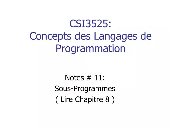 csi3525 concepts des langages de programmation