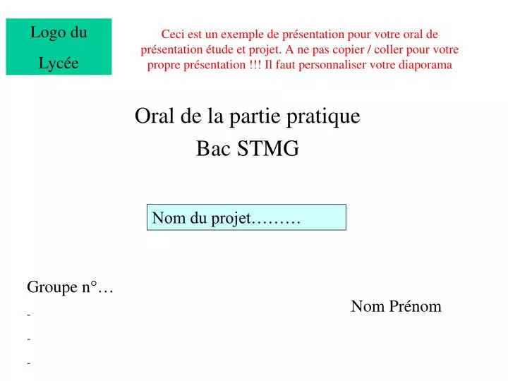 oral de la partie pratique bac stmg