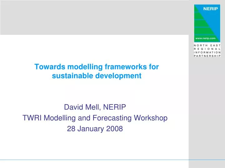 towards modelling frameworks for sustainable development