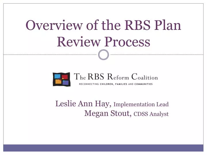 overview of the rbs plan review process
