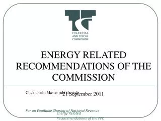 ENERGY RELATED RECOMMENDATIONS OF THE COMMISSION