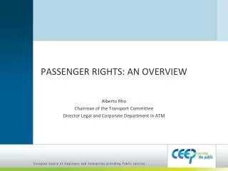 PASSENGER RIGHTS: AN OVERVIEW