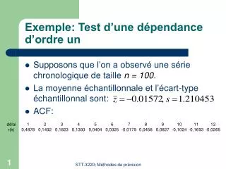 exemple test d une d pendance d ordre un