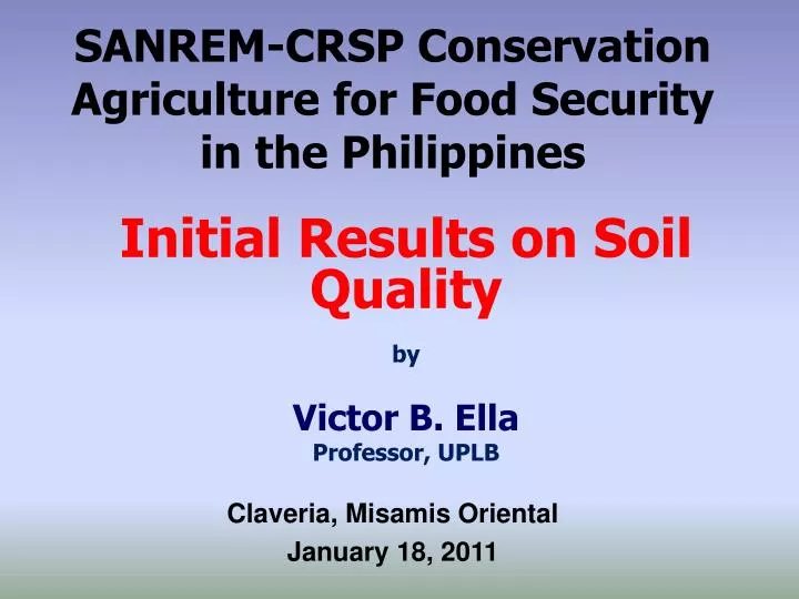 sanrem crsp conservation agriculture for food security in the philippines