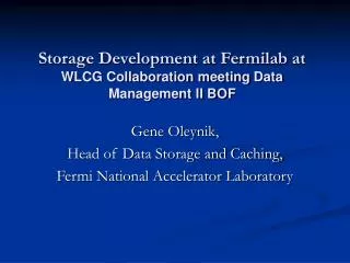 Storage Development at Fermilab at WLCG Collaboration meeting Data Management II BOF