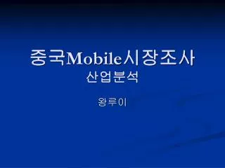 중국 Mobile 시장조사 산업분석