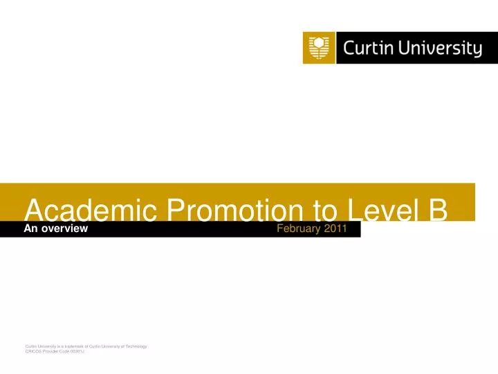 academic promotion to level b