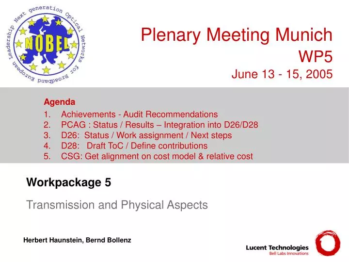 workpackage 5 transmission and physical aspects