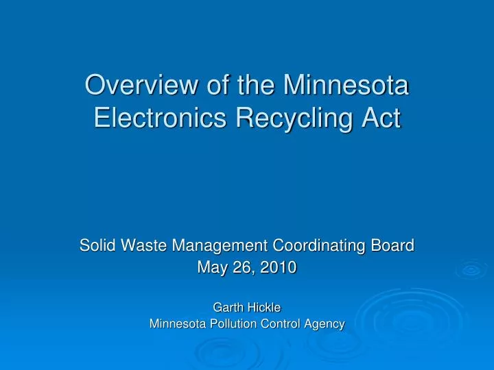 overview of the minnesota electronics recycling act